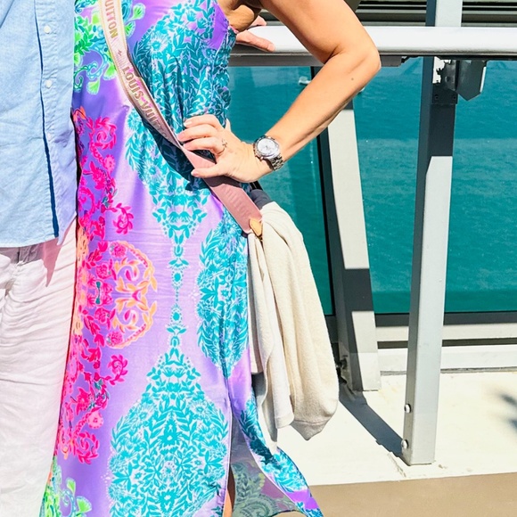 Lilly Pulitzer Bellalyn Satin Midi Slip Dress in Sunshine Vibes Engineered XS - Picture 2 of 4